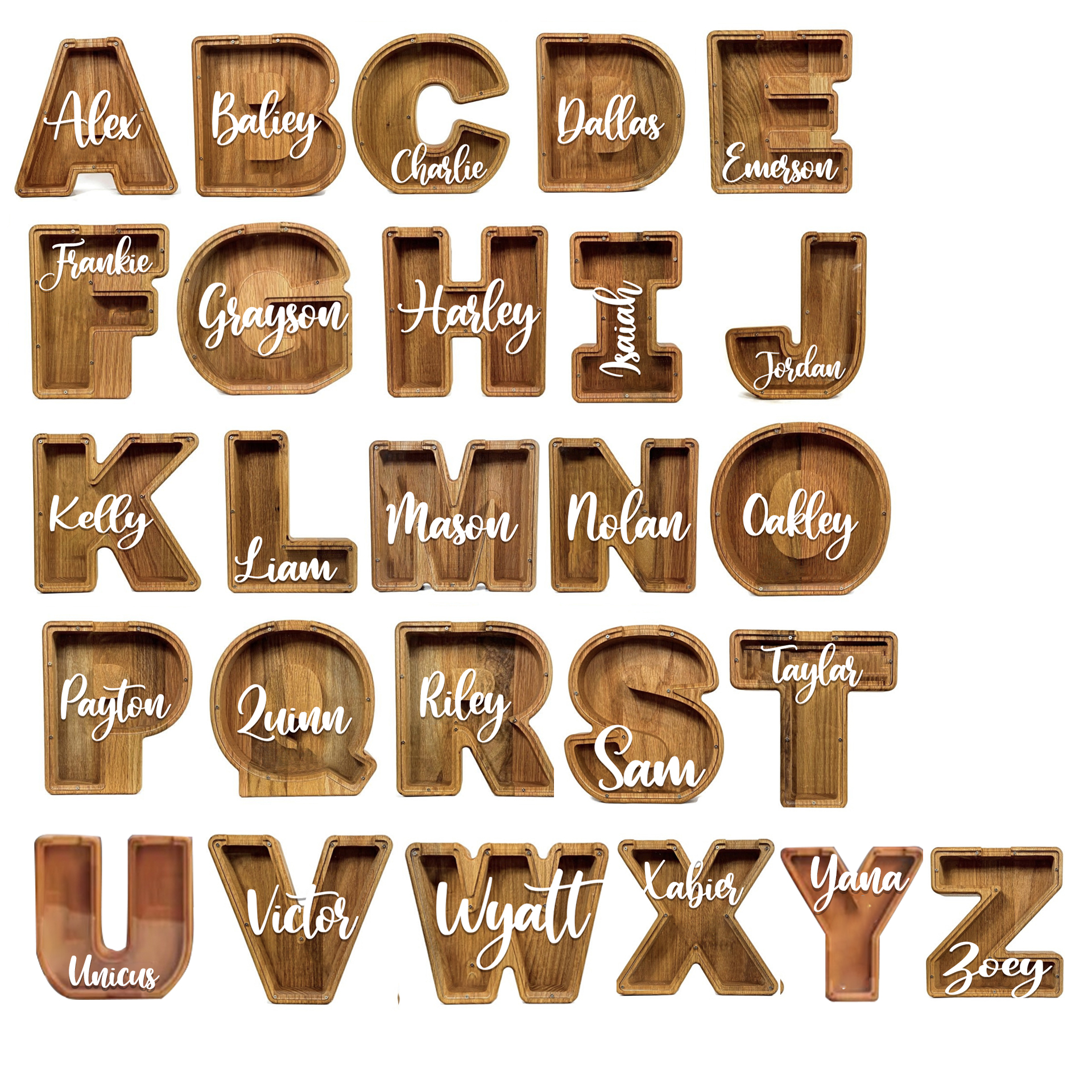 Personalized Kid Wood Letter Money Boxes with Acrylic Name | CWToy91
