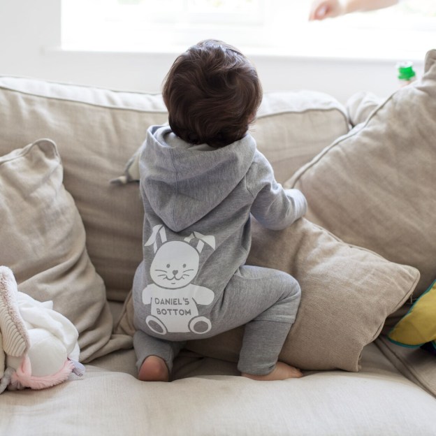 Personalized Baby Bunny Hooded Romper Onesie | CWBaby206