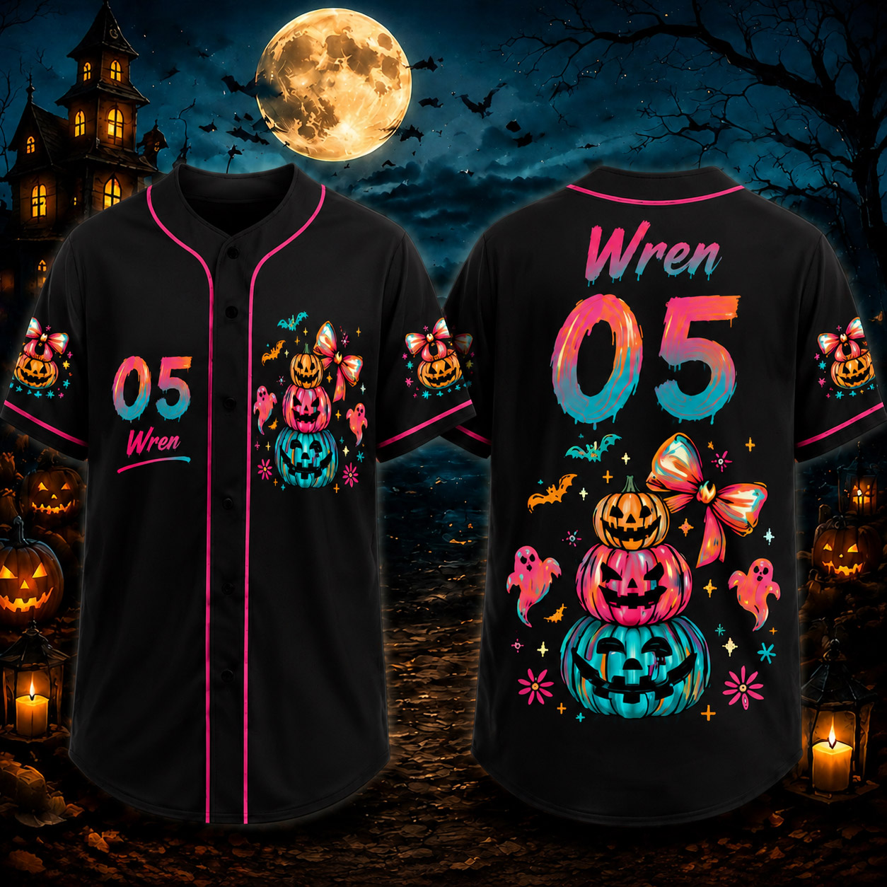 Personalized Halloween Button Up Baseball Jersey For Kid & Adult | CWHalloween103