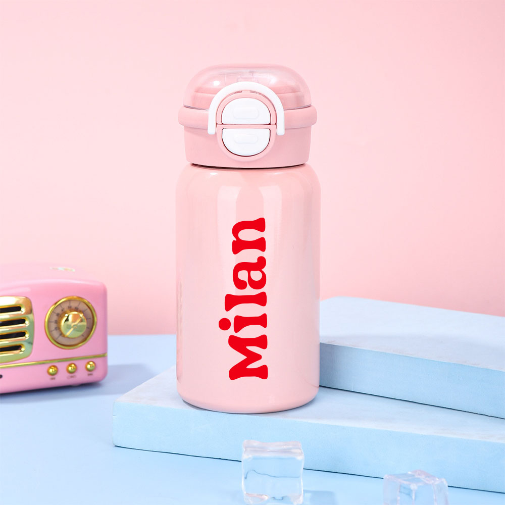 Personalized 17oz Kids Stainless Steel Water Bottle with Straw | CWBottle03