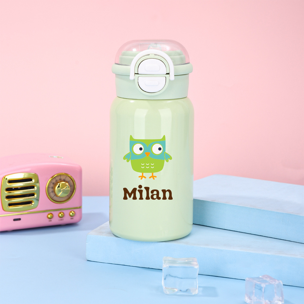 Personalized 17 oz Kids Stainless Steel Water Bottle with Straw | CWBottle02