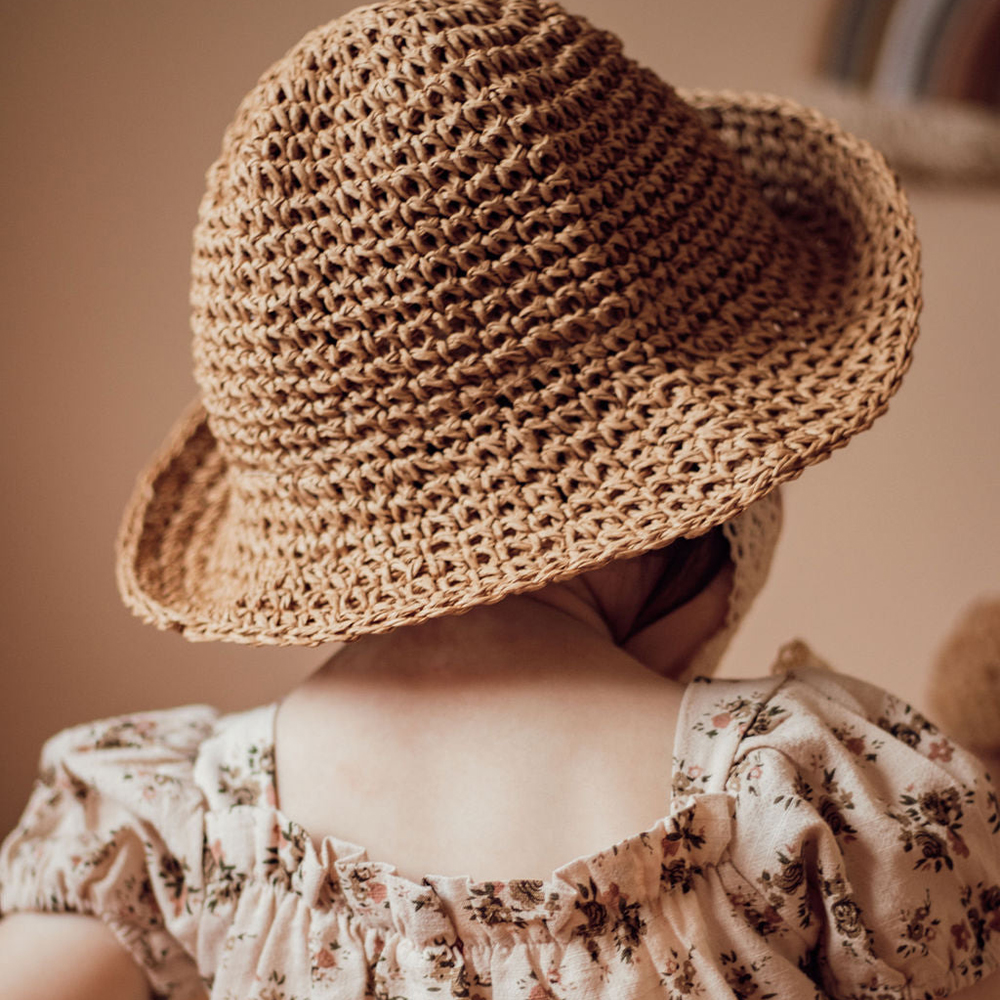 Personalized Hand Embroidered Straw Floppy Sun Hat | CWBeach163