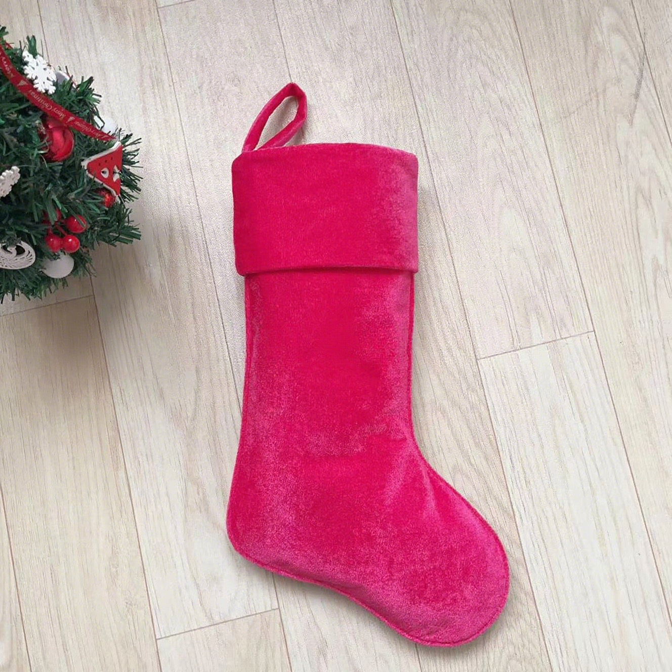 Personalized Velvet Christmas Stocking with Family Name | MCGift145