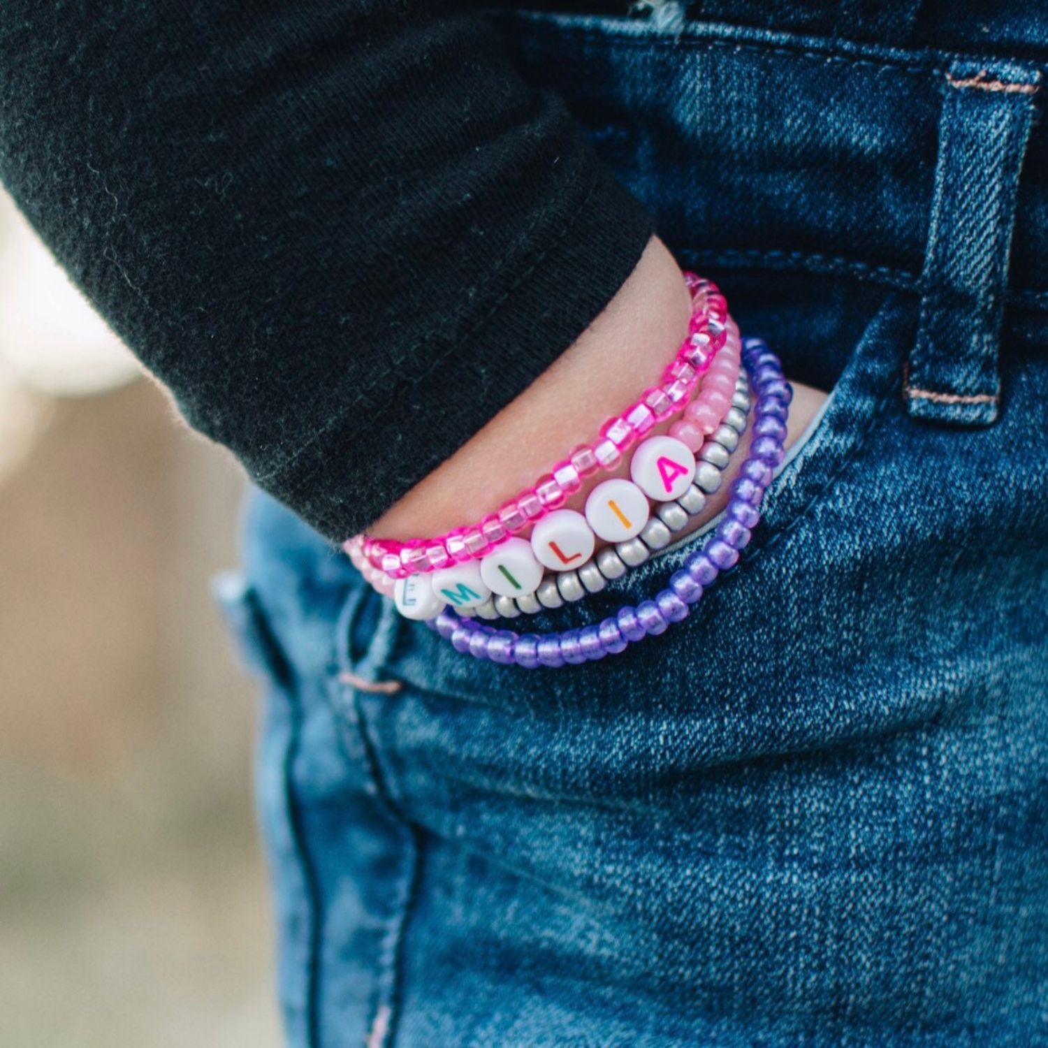 Personalized Colorful Letter Bead Bracelet For Kids