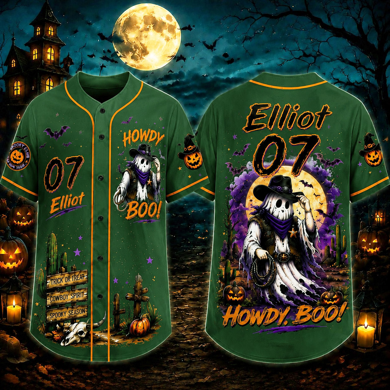 Personalized Halloween Button Up Baseball Jersey For Kid & Adult | CWHalloween99