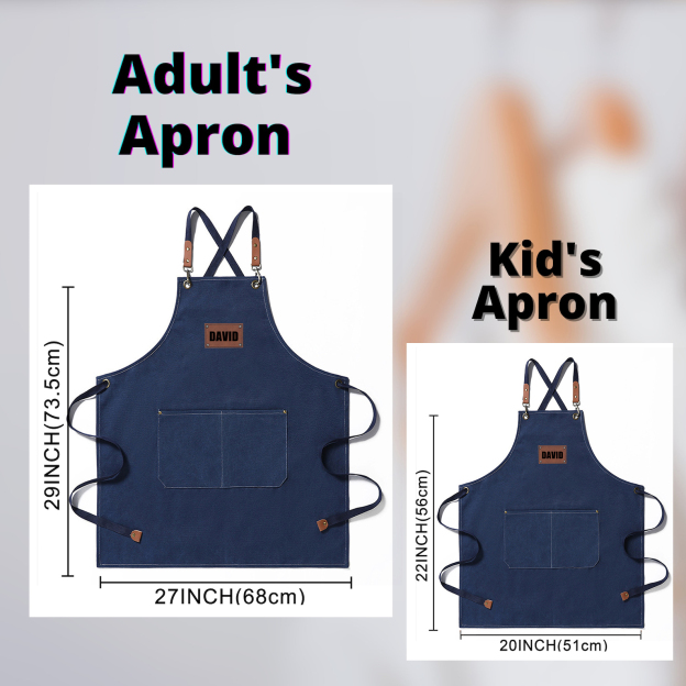 Personalized Leather Patch Canvas Apron with Pockets for Kid & Adult | Apron25