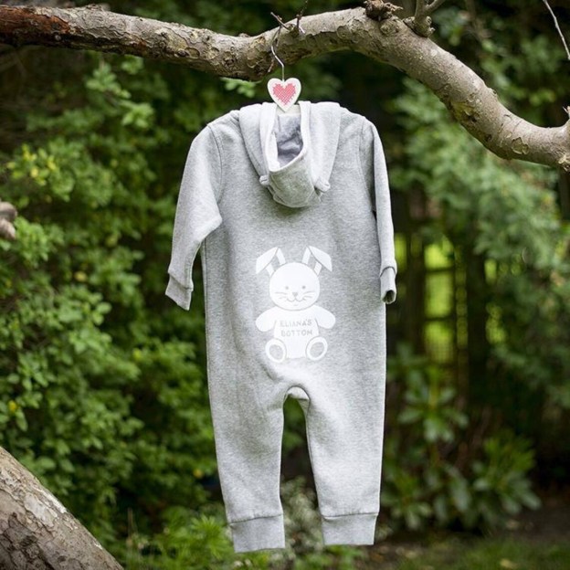 Personalized Baby Bunny Hooded Romper Onesie | CWBaby206