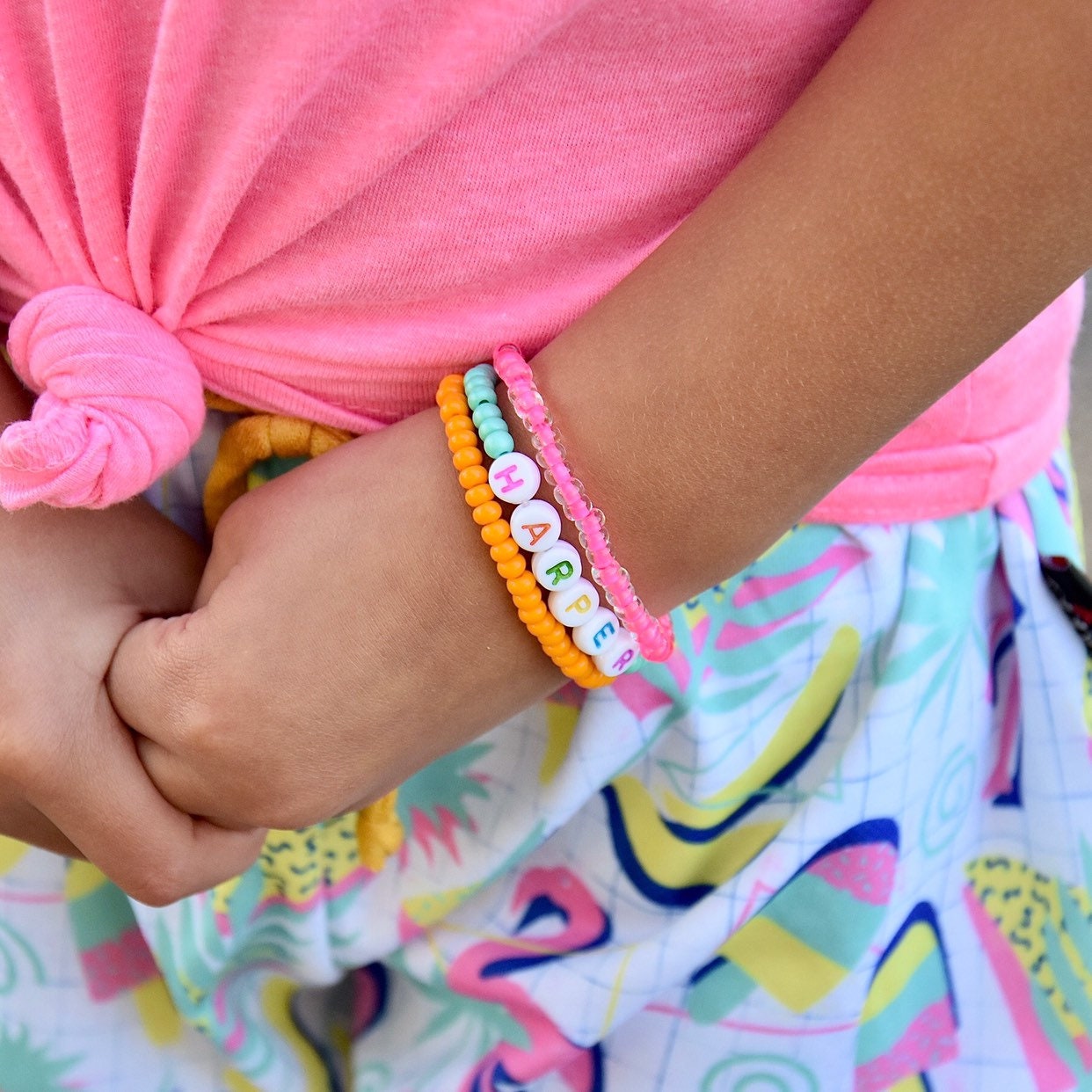 Personalized Colorful Letter Bead Bracelet For Kids