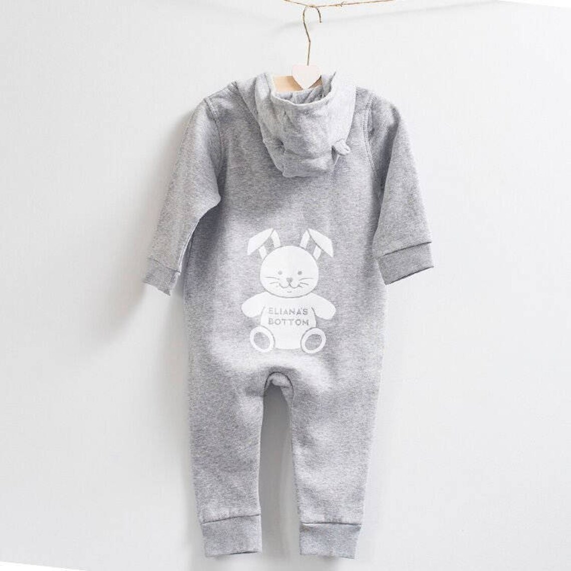 Personalized Baby Bunny Hooded Romper Onesie | CWBaby206