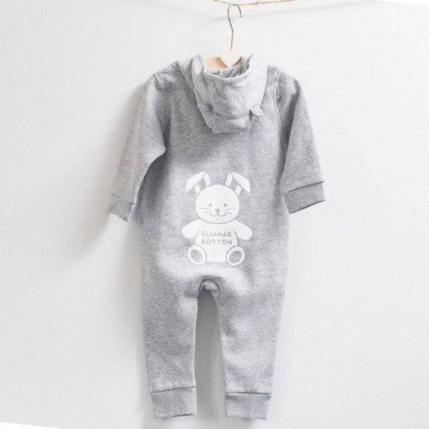 Personalized Baby Bunny Hooded Romper Onesie | CWBaby206