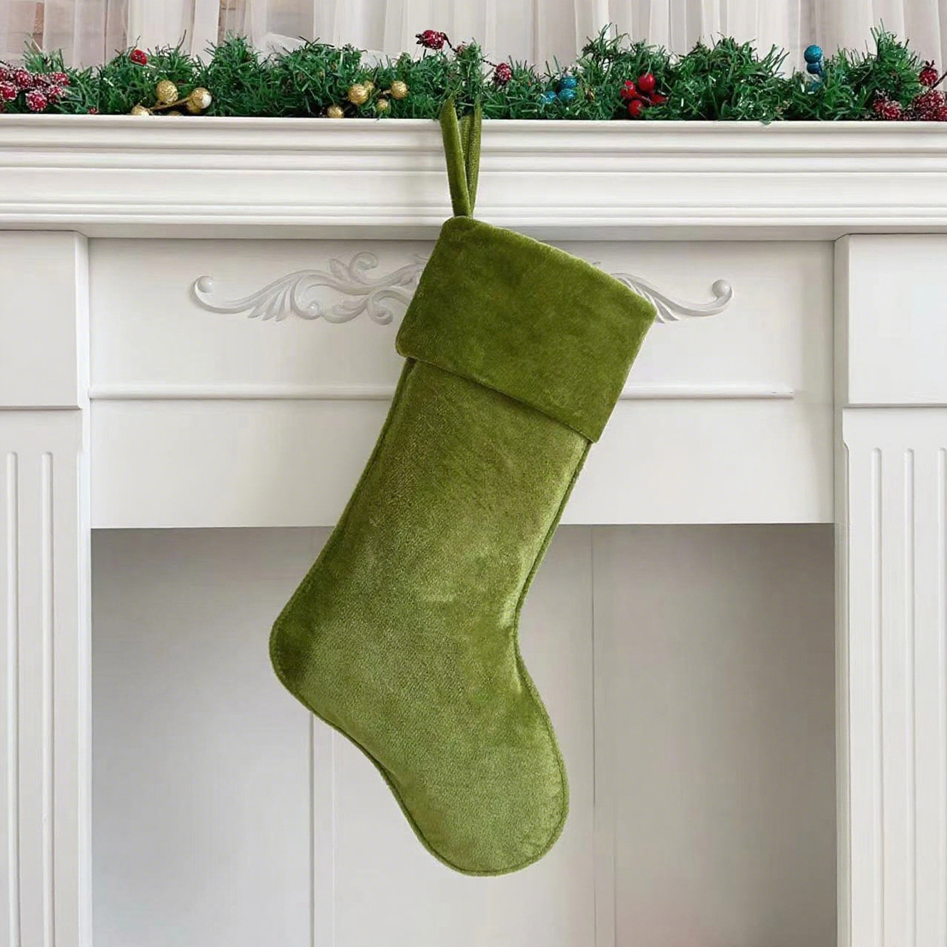 Personalized Velvet Christmas Stocking with Family Name | MCGift145