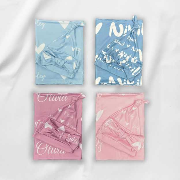 Personalized Baby Swaddle Blanket Set for Comfort & Unique | BBBlanket12