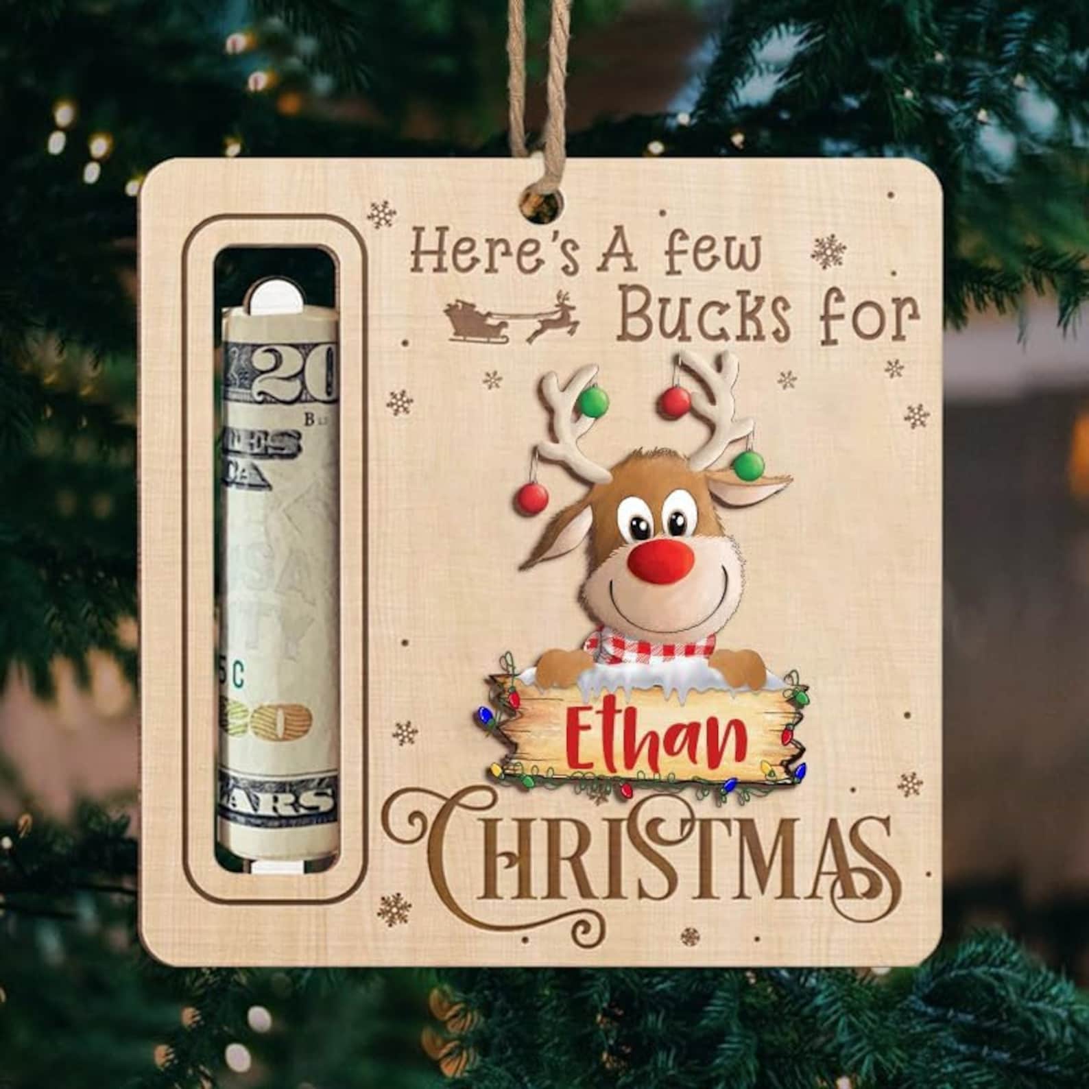 Personalized Cute Money Holder Christmas Ornament | MCGift35