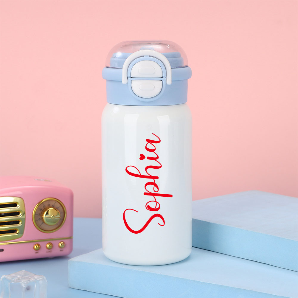Personalized 17oz Kids Stainless Steel Water Bottle with Straw | CWBottle03