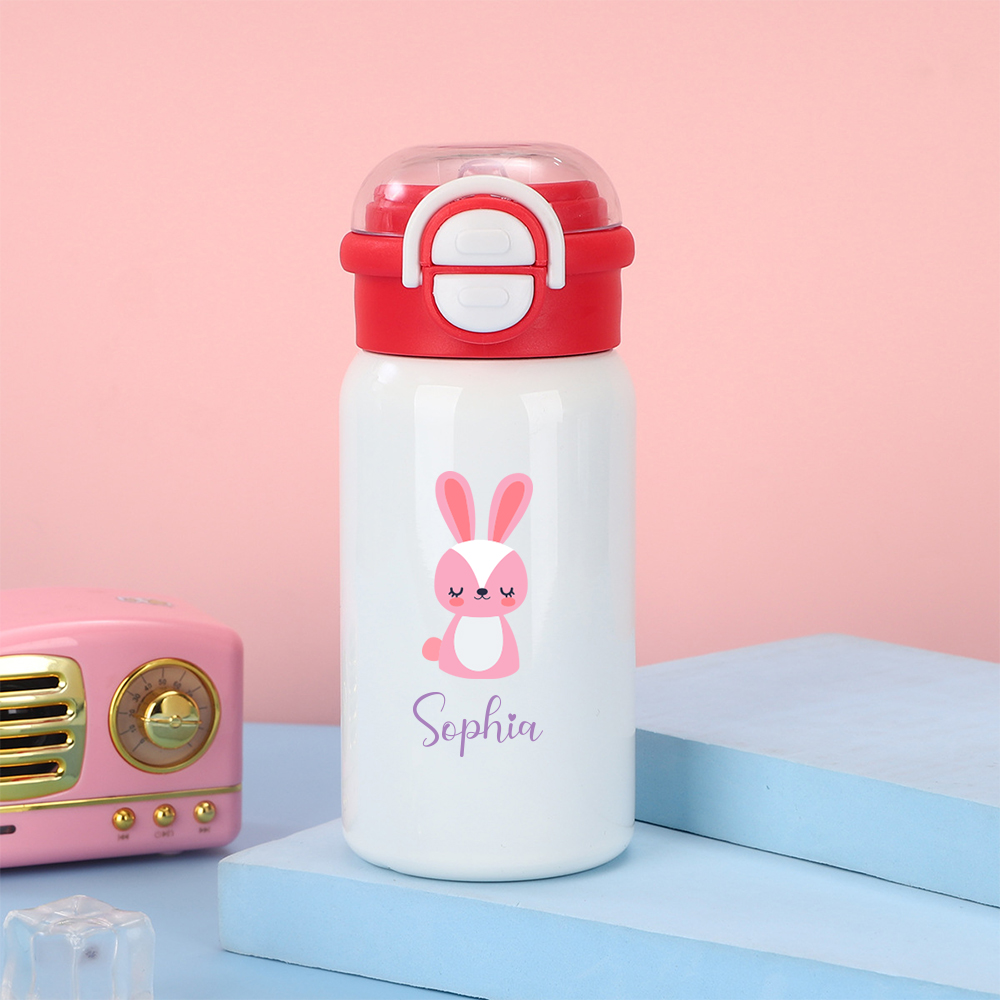 Personalized 17 oz Kids Stainless Steel Water Bottle with Straw | CWBottle02