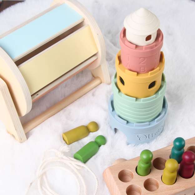 Personalized Baby Silicone Castle Teething Stacking Toy | CWToy123