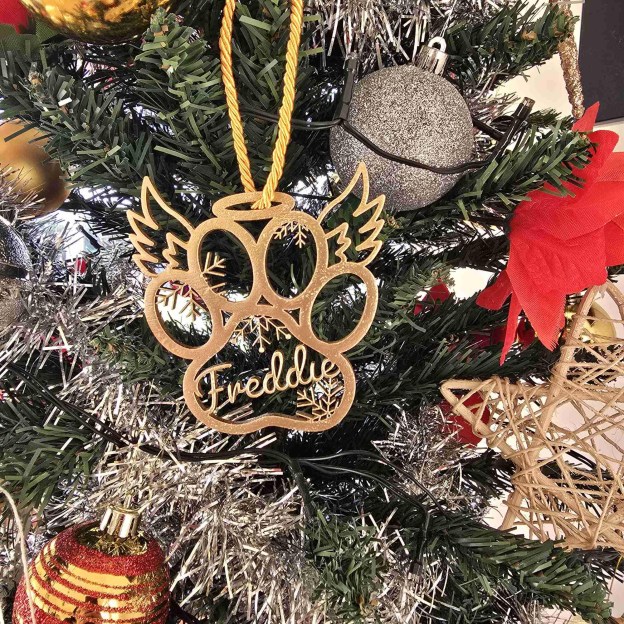 Personalized Paw Pet Print Christmas Ornament | MCGift195