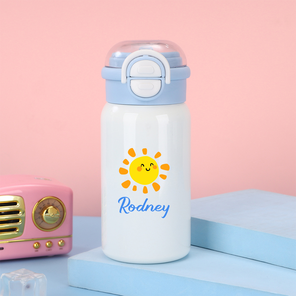 Personalized 17 oz Kids Stainless Steel Water Bottle with Straw | CWBottle02