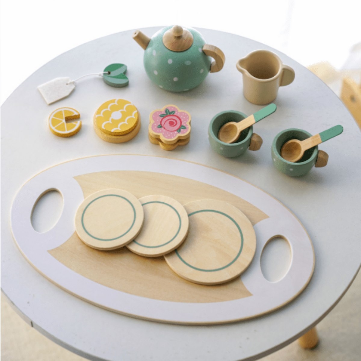Personalized Kid's Wooden Afternoon Tea Play Set | CWToy49