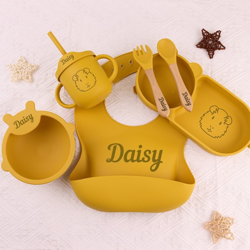 Personalised Baby Food Grade Silicone Weaning Set | CWBaby108