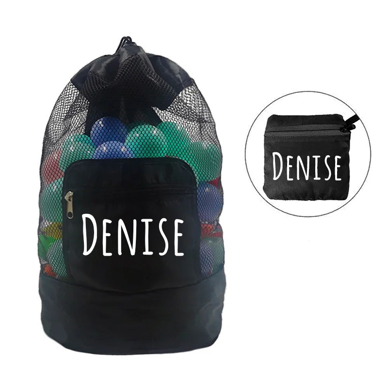 Personalized Portable Mesh Beach Foldable Drawstring Storage Bag | CWBeach95