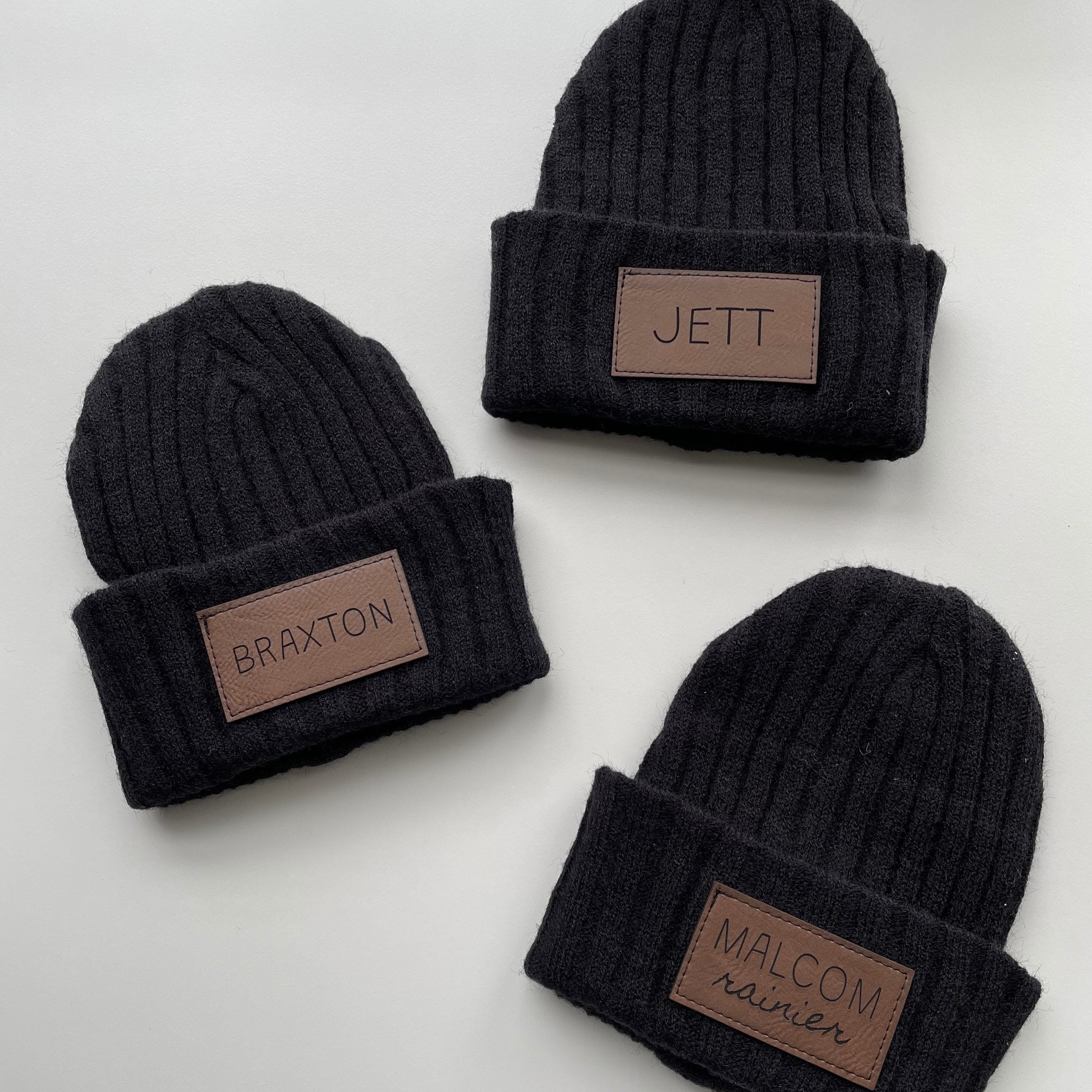 Personalized Leather Patch Infant Beanie for Comfort & Unique | HSKid30