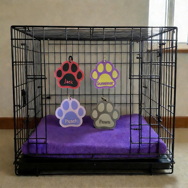 Personalized 3D Paw Print Name Crate Sign | BKPet374