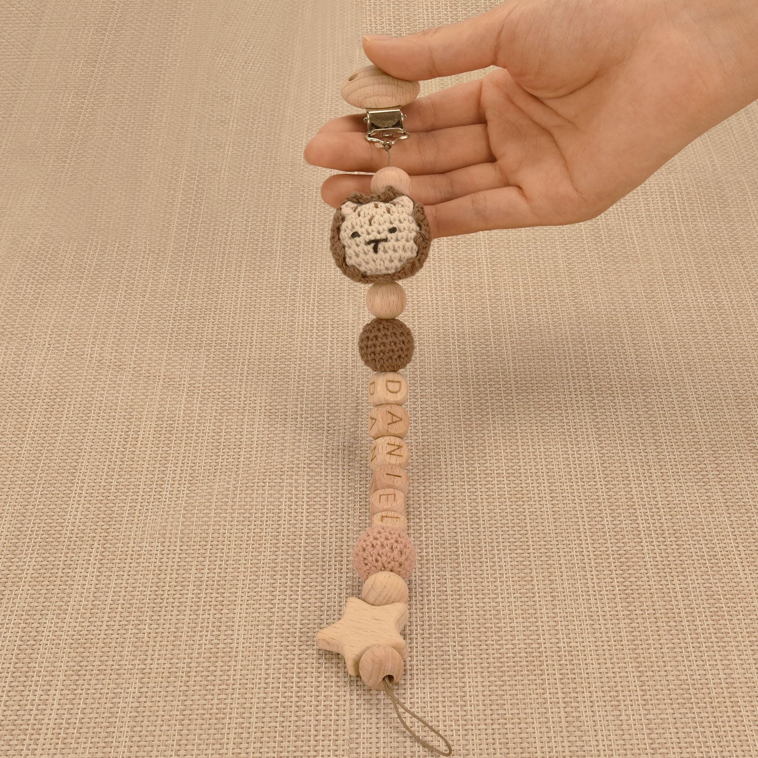 Personalized Baby Pacifier Crocheted Animal Clip | CWToy148