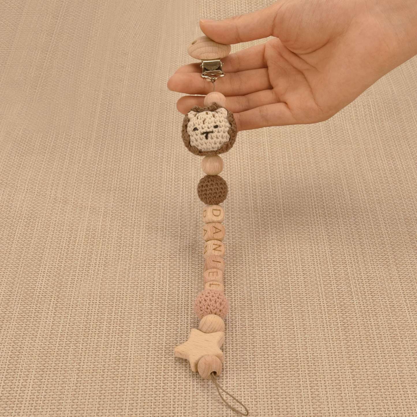 Personalized Baby Pacifier Crocheted Animal Clip | CWToy148