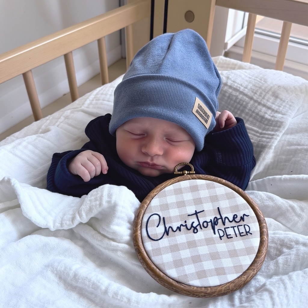 Personalized Embroidery Baby Announcement Sign Decor | CWBaby500