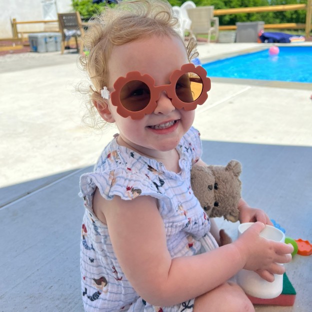 Personalized Acrylic Name Colorful Flower Sunglasses For Kids | CWBeach100