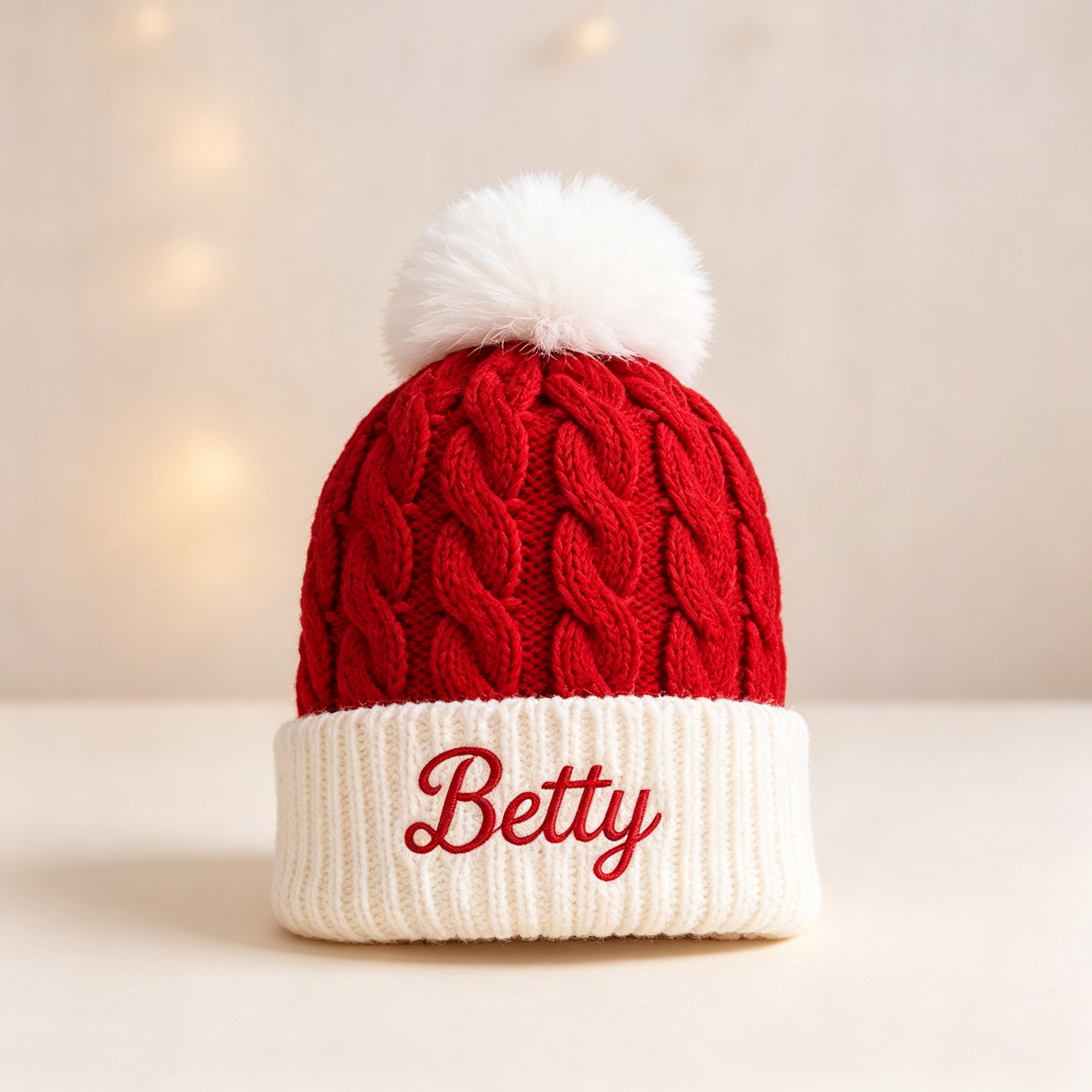 Personalized Embroidery Kid Christmas Pom Pom Hat for Comfort & Unique | HSKid11