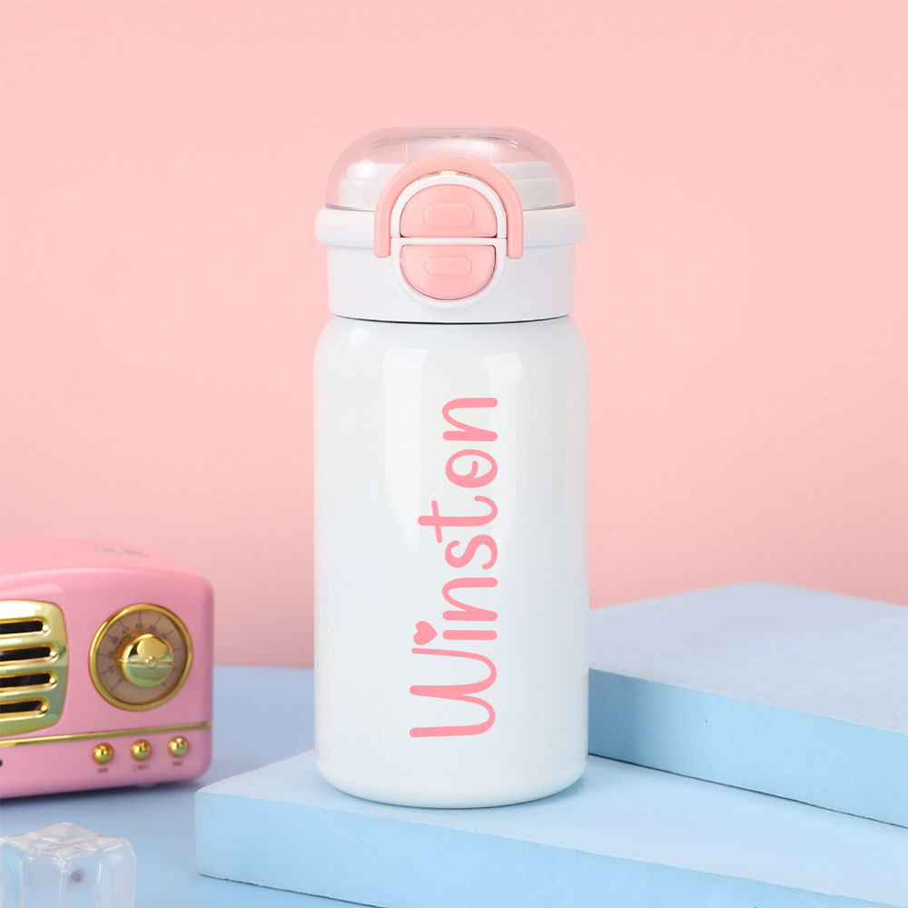 Personalized 17oz Kids Stainless Steel Water Bottle with Straw | CWBottle03