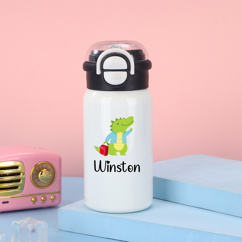 Personalized 17 oz Kids Stainless Steel Water Bottle with Straw | CWBottle02