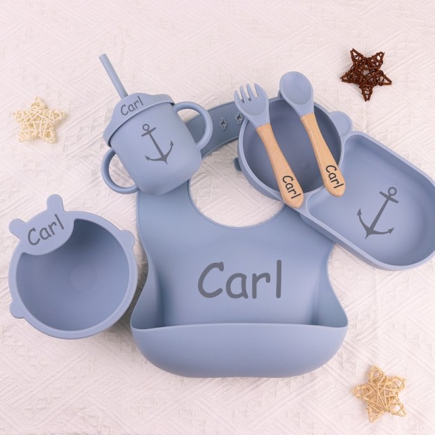 Personalised Baby Food Grade Silicone Weaning Set | CWBaby108