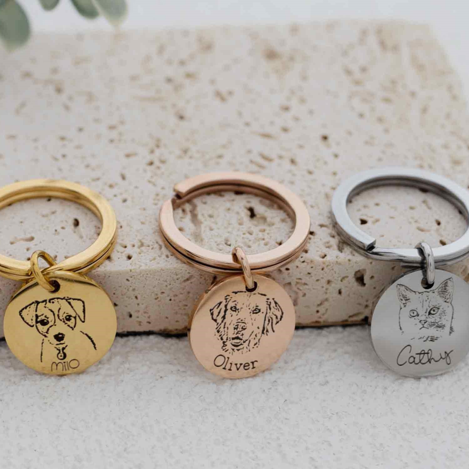 Personalized Engraved Pet Portrait Keychain | BKPet83