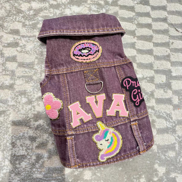 Personalized Handmade Chenille Patch Pets Denim Jacket | BKPet405