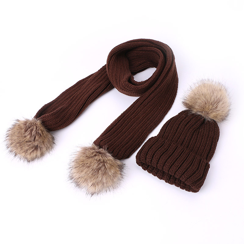 Personalized Embroidery Kid Pom Pom Hat With Scarf | HSKid48