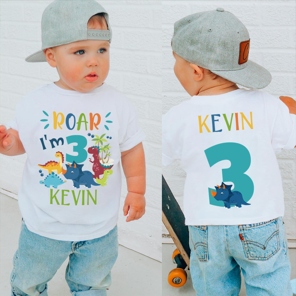 Personalized Dinosaur ROAR Party Birthday T-Shirt | inBirth02