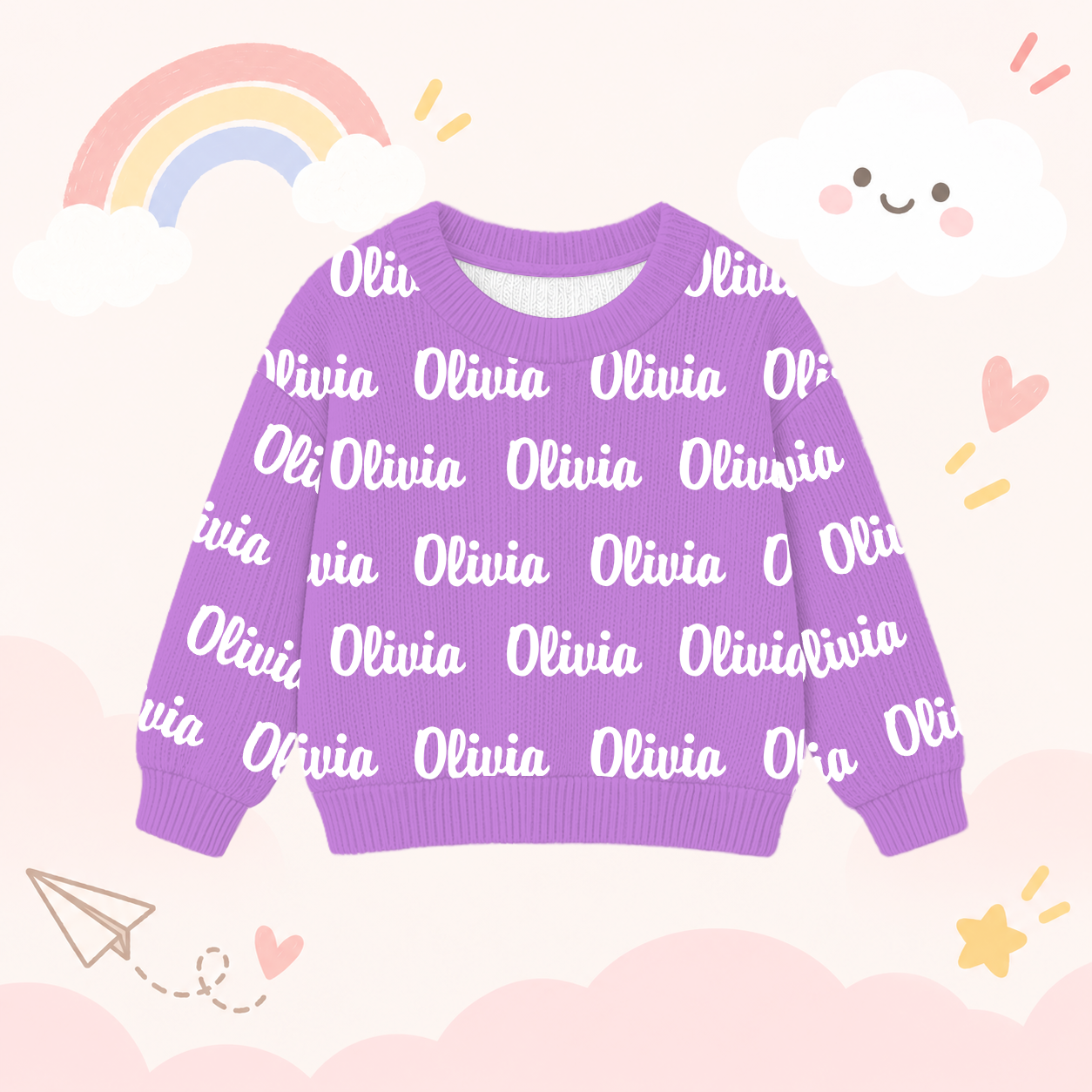 Personalized Lovely Kids Colorful Knit Sweater | CWSweater15