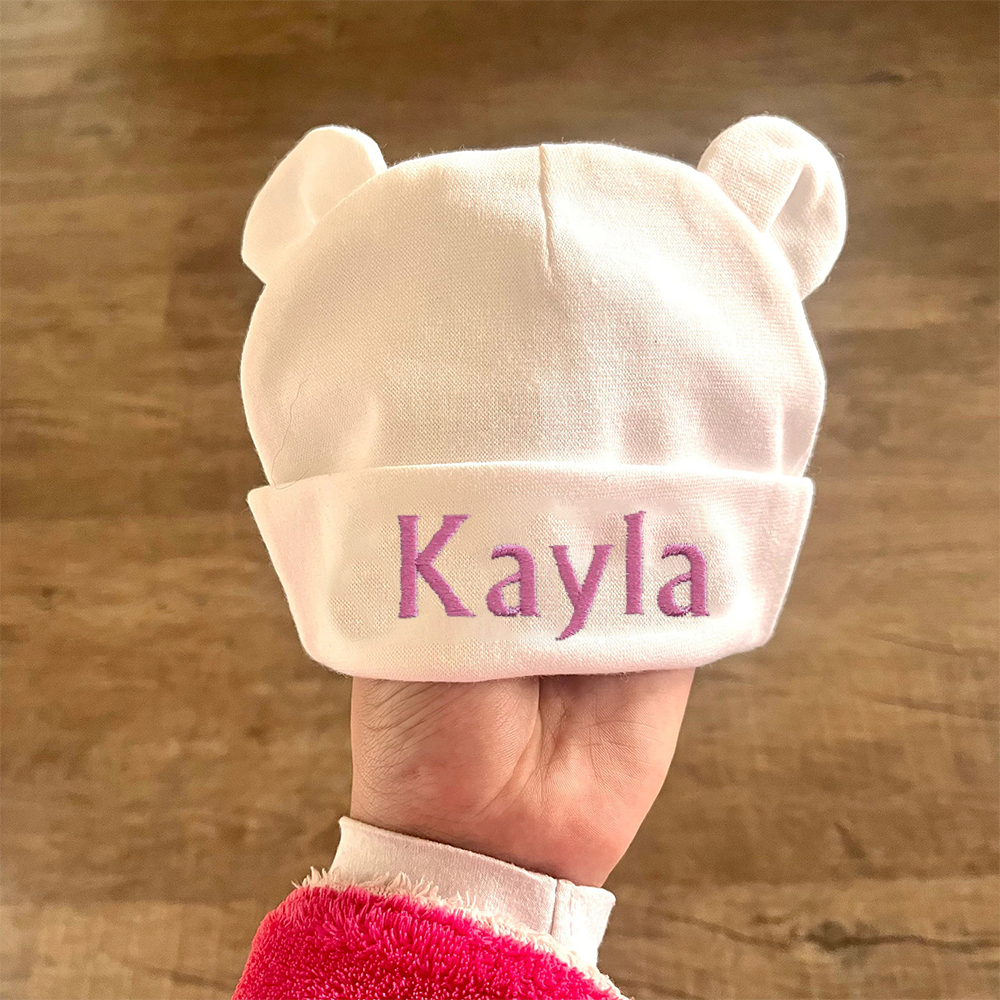 Personalized Embroidery Newborn Coming Home Bear Beanie And Gloves Set | HSKid56