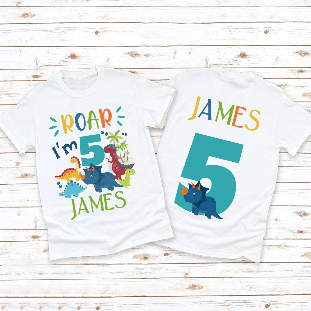 Personalized Dinosaur ROAR Party Birthday T-Shirt | inBirth02