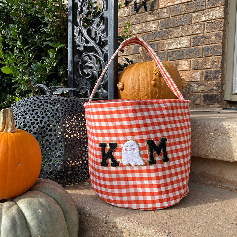 Personalized Chenille Letter Halloween Bucket | CWHalloween14