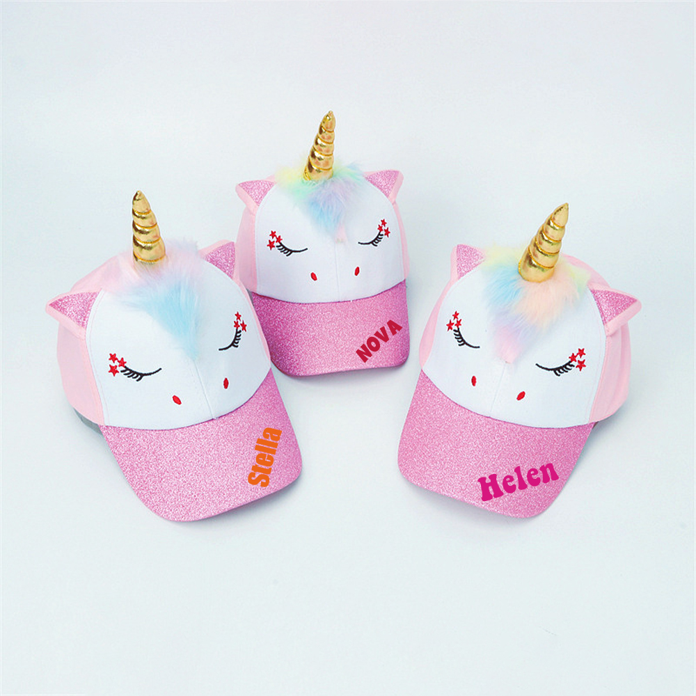 Personalized Unicorn Rainbow Shiny Glitter Baseball Cap | CWBeach120