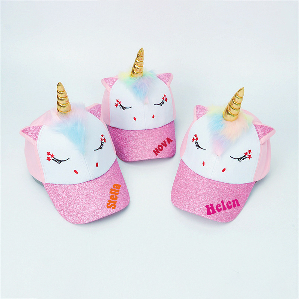 Personalized Unicorn Rainbow Shiny Glitter Baseball Cap | CWBeach120