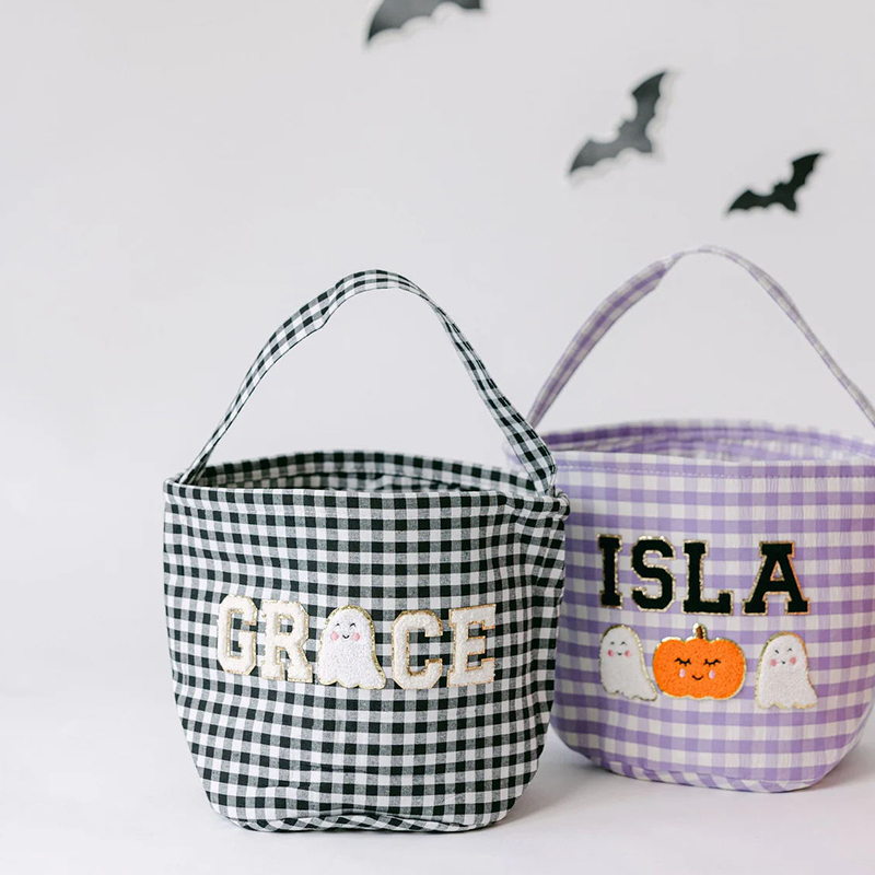 Personalized Chenille Letter Halloween Bucket | CWHalloween14