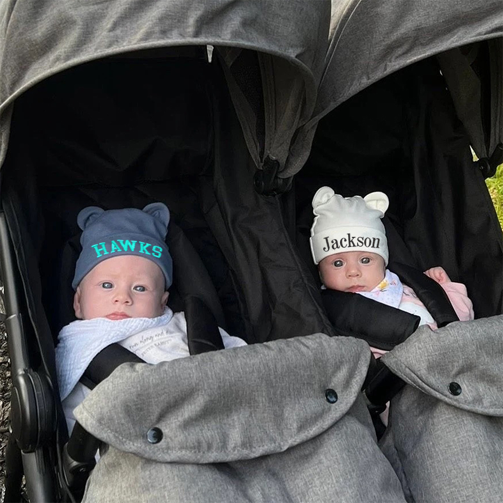 Personalized Embroidery Newborn Coming Home Bear Beanie And Gloves Set | HSKid56