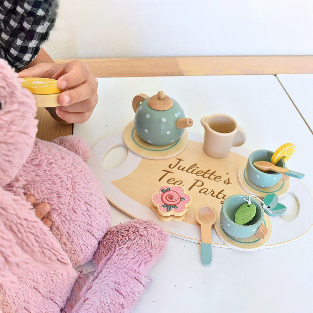 Personalized Kid's Wooden Afternoon Tea Play Set | CWToy49