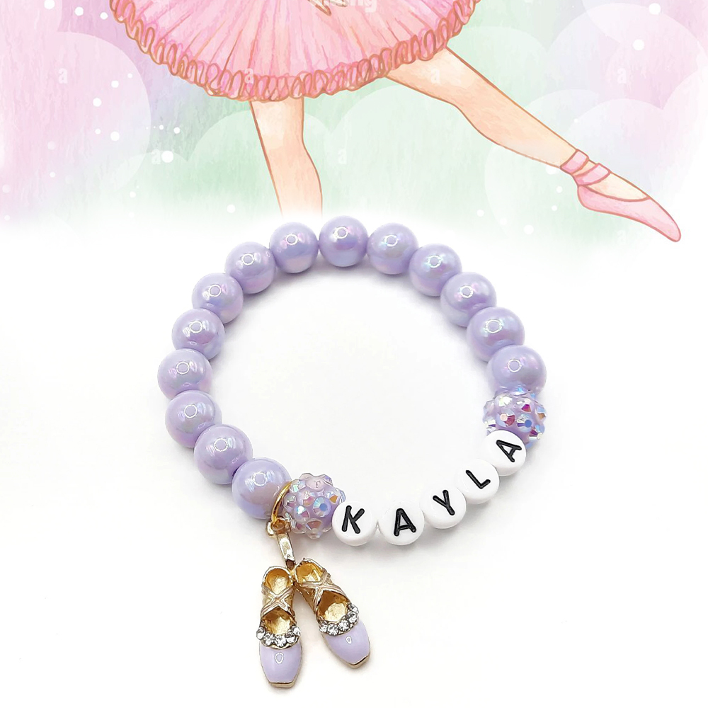 Personalized Kids Lovely Ballet Bead Bracelet With Name | CWBeach143