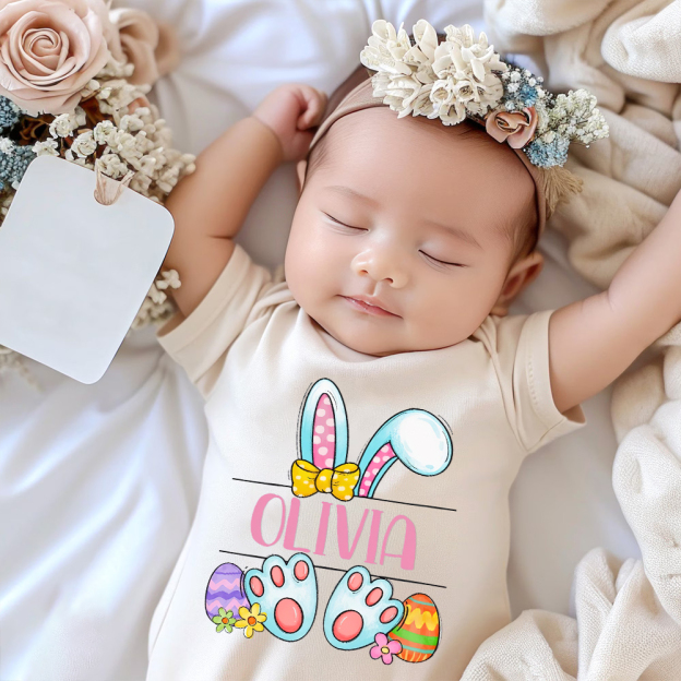 Personalized Baby Cute Easter Bunny Romper | CWEaster44